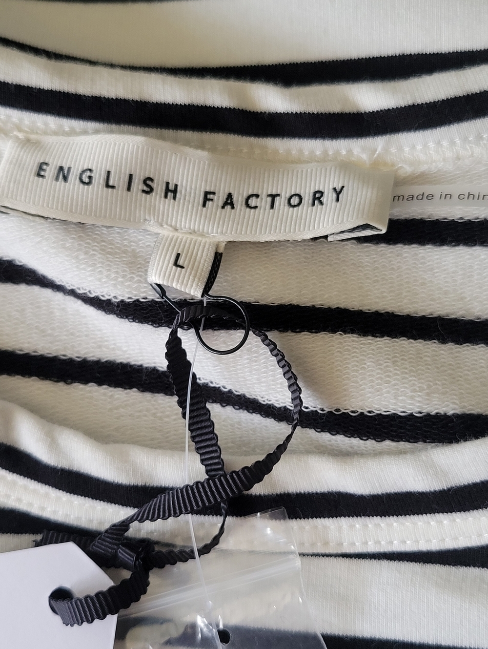 NWT Anthropologie × English Factory Power Shoulder Top Striped Nautical Preppy L - Picture 11 of 14